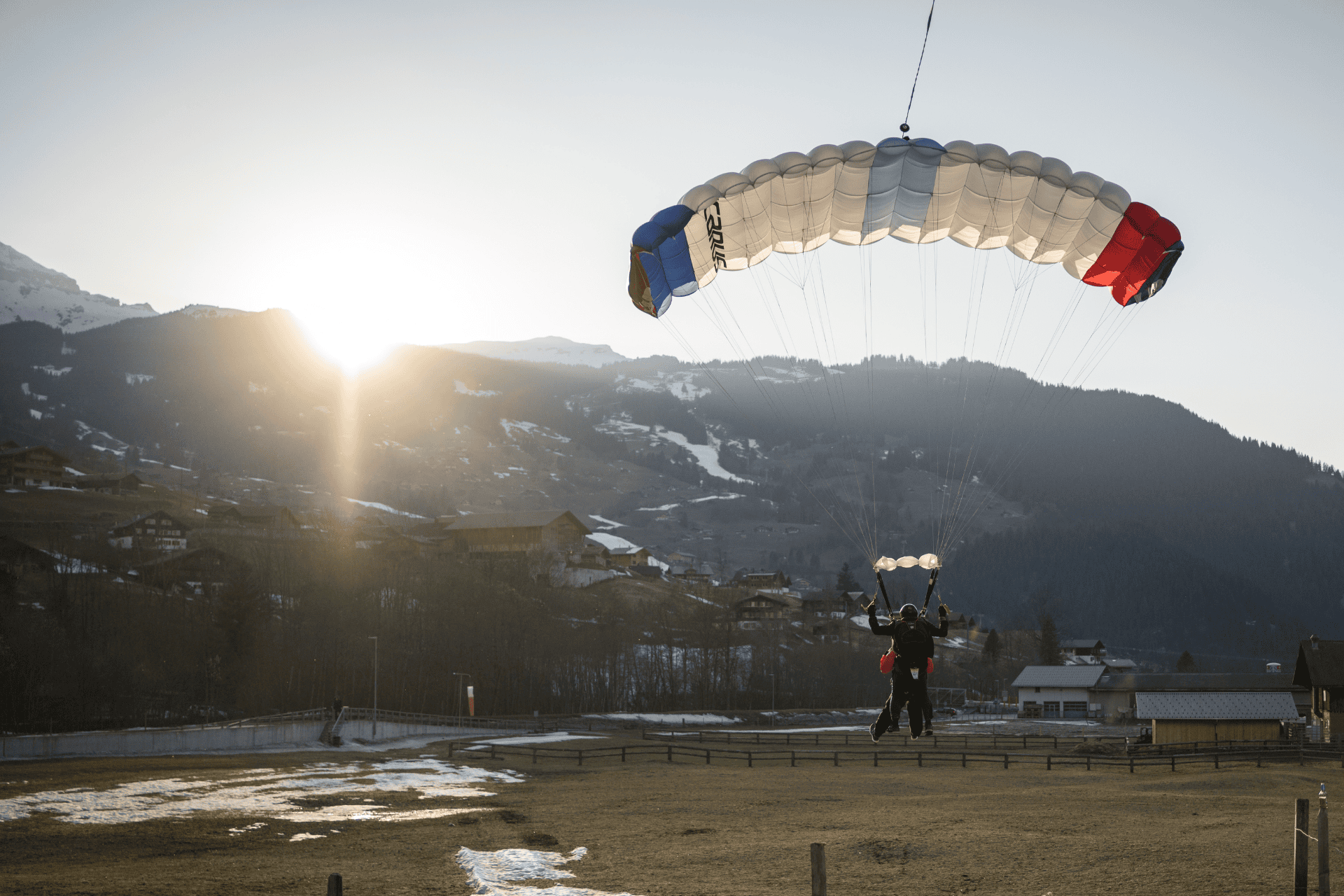 Landing from skydiving in Interlaken - autumn